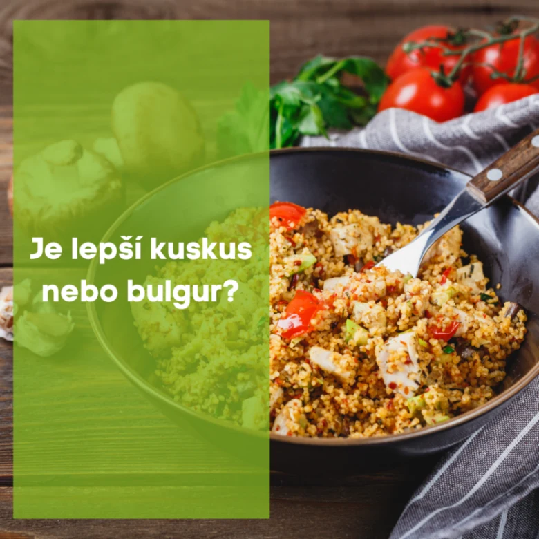 Porovnání bulguru a kuskusu v misce s zeleninou.