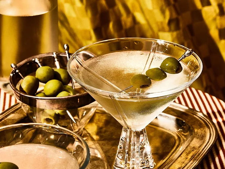 Martini cocktail with olives