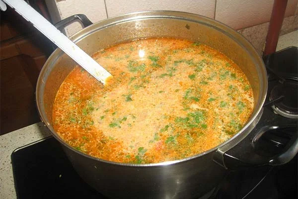 Pot of soup on stove