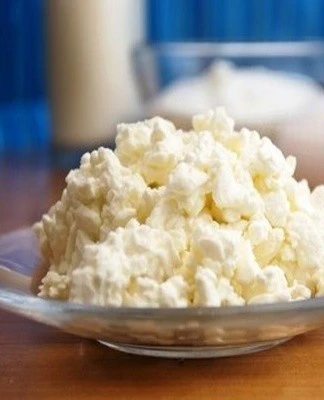Fresh cottage cheese in bowl