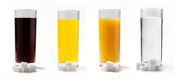 Cubes of sugar and drinks