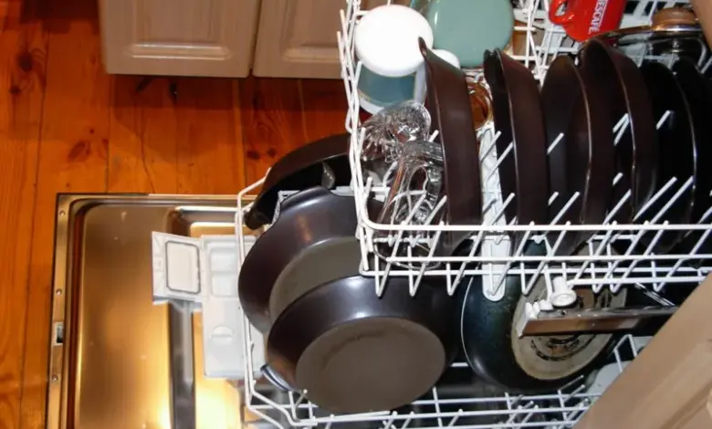 Dishes in dishwasher rack