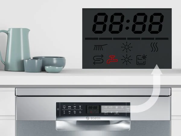 Bosch dishwasher with faucet icon indicator