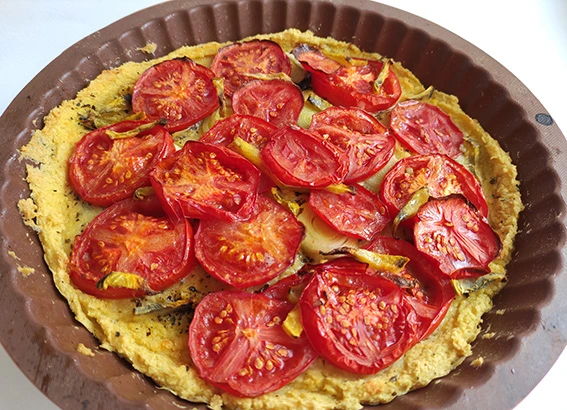 Tomato-topped cornmeal tart