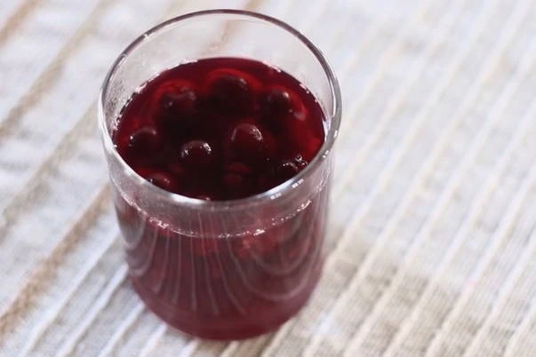 Cherry jelly in glass